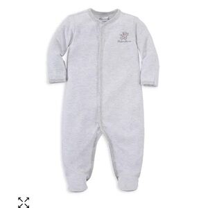 🩶Ralph Lauren🩶 GUC Unisex Baby 6m Grey Bear Snap Onesie.